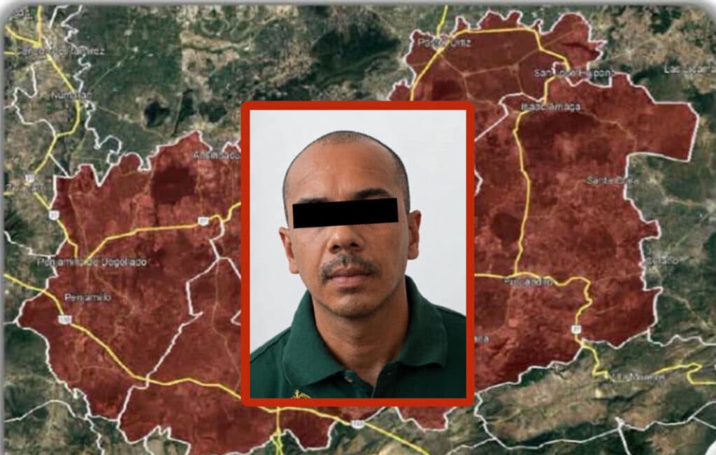 Detención de Manuel Alejandro “N”, alias “El Señor de la T”, señalado como coordinador del CJNG en un mapa de Michoacán.