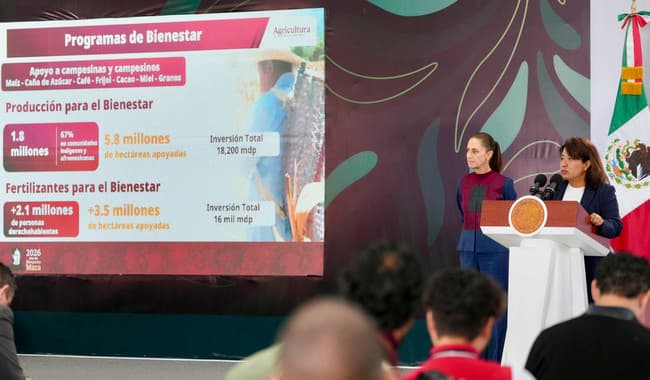 Claudia Sheinbaum y la secretaria de Agricultura presentan los Programas para el Bienestar, destacando apoyos al campo en Zacatecas.